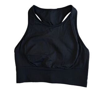 Lululemon Ebb to Train Bra High Neck Longline Racerback W2BLGS Size 8 Black